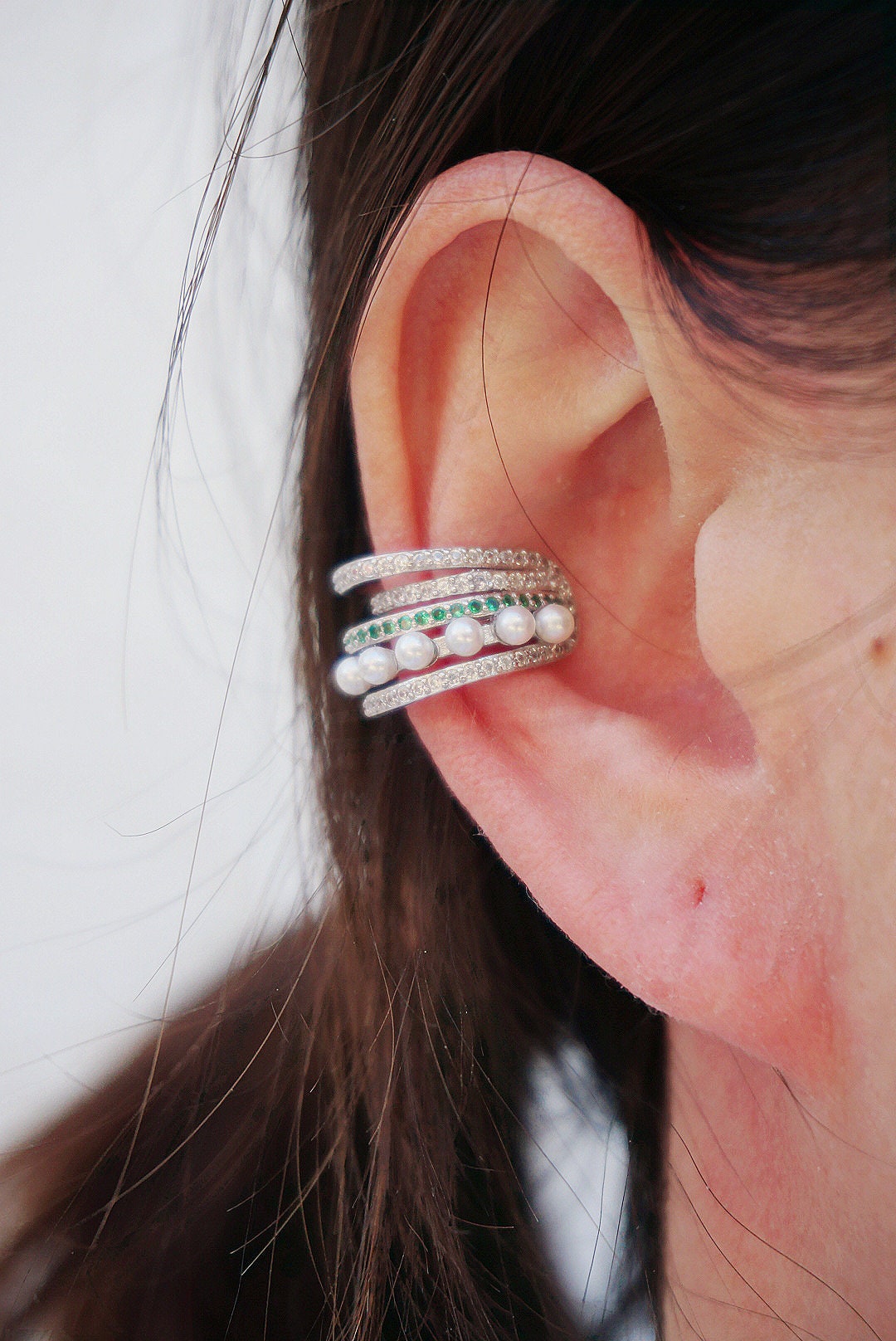 sterling silver thick Earlobe cuff/chunky ear cuffs/ear wrap/silver ear clip