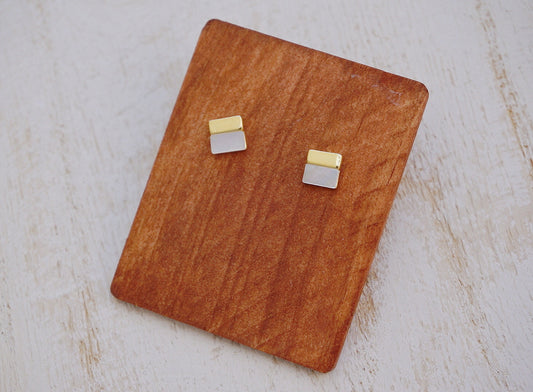Gold square stud earrings/sterling silver square stud earrings/shell stud earrings/minimalist earring/square earring/geometric stud earring