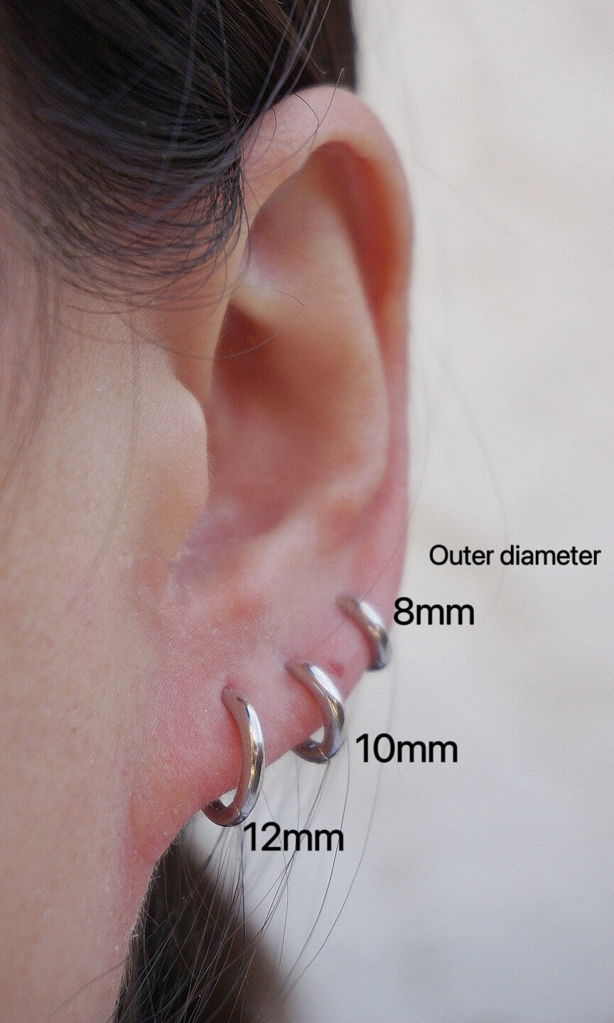 Sterling silver latch back hoop earrings/Gold hoop earrings/Tiny hoop earrings/huggie hoops/Thick Silver Hoop Earrings/small hoops