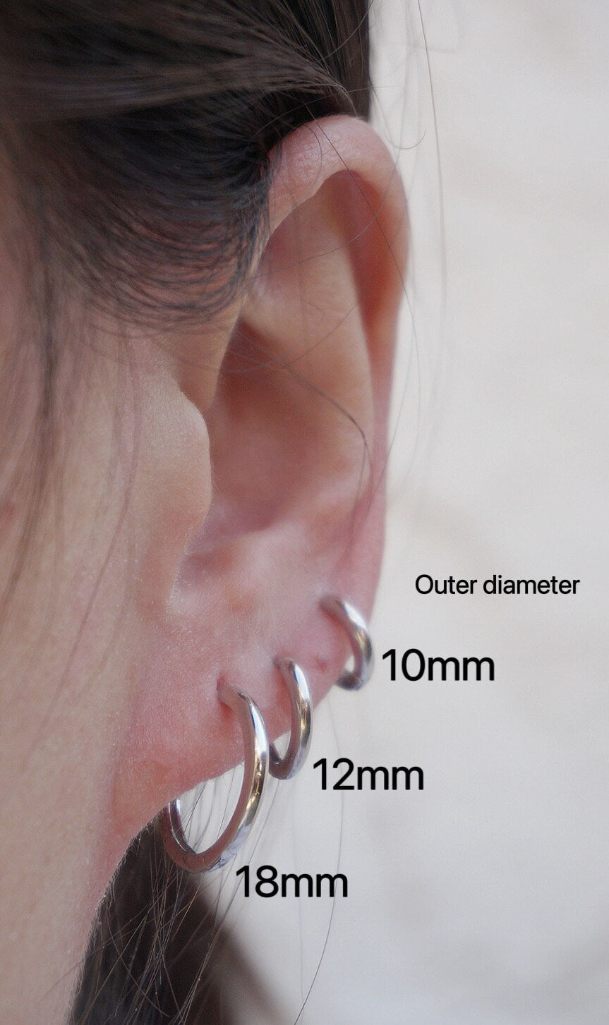 Sterling silver latch back hoop earrings/Gold hoop earrings/Tiny hoop earrings/huggie hoops/Thick Silver Hoop Earrings/small hoops