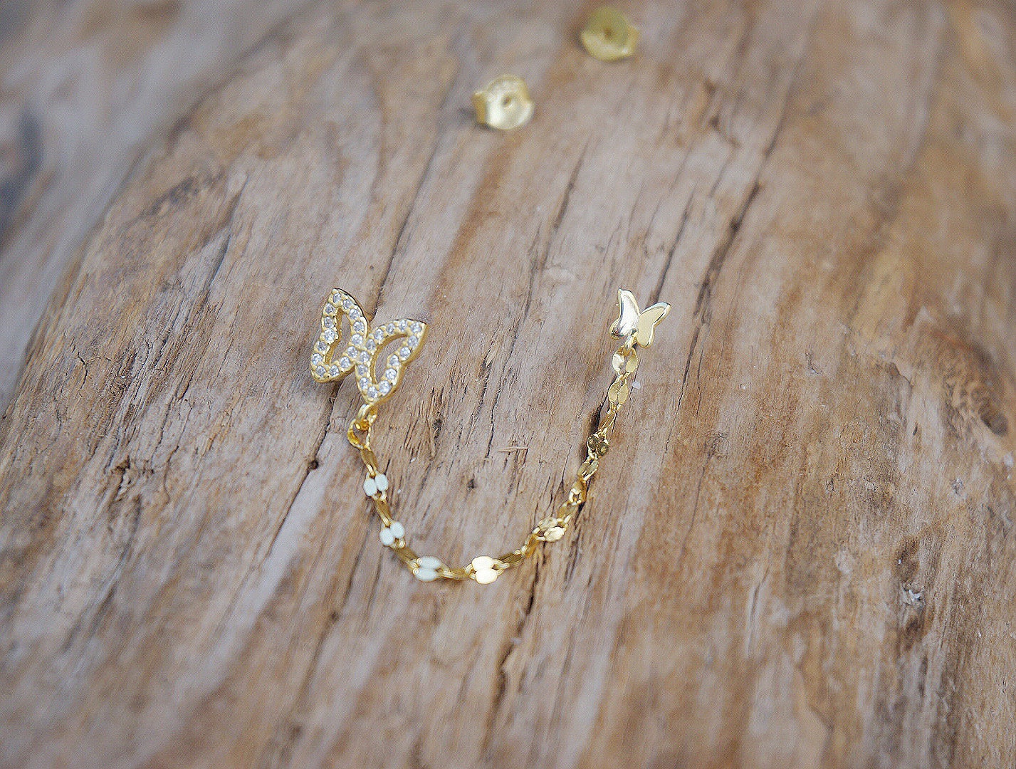 Sterling silver Butterfly Double Piercing Earrings/gold butterfly stud earrings/minimalist stud earrings/butterfly earrings