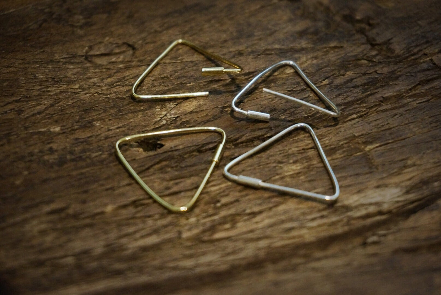 Sterling silver Triangle hoops/Gold triangle hoop earrings/14k gold plated over sterling silver/geometric earrings/triangle earrings