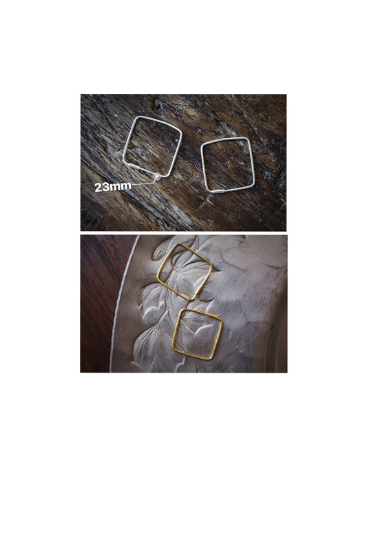 Sterling silver Square hoops/Gold square hoop earrings/14k gold plated over sterling silver/geometric earrings/square earrings