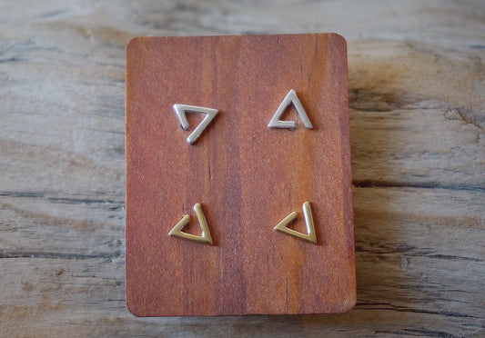 Sterling silver Triangle stud earrings/14k gold plated triangle stud earrings/open triangle stud earring/geometric studs/triangle earrings