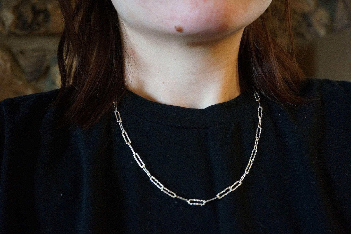 Sterling silver Link chains Necklace/Thick Chain/Rectangle Link Necklace/20" necklace/Silver Paper Clip Necklace/chunky chains necklace