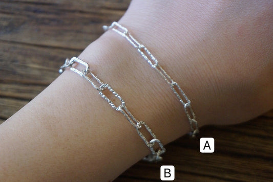 Sterling silver Link chains bracelet/Thick Chain/Rectangle Link bracelet/7" bracelet/Silver Paper Clip bracelet/chunky chains bracelet