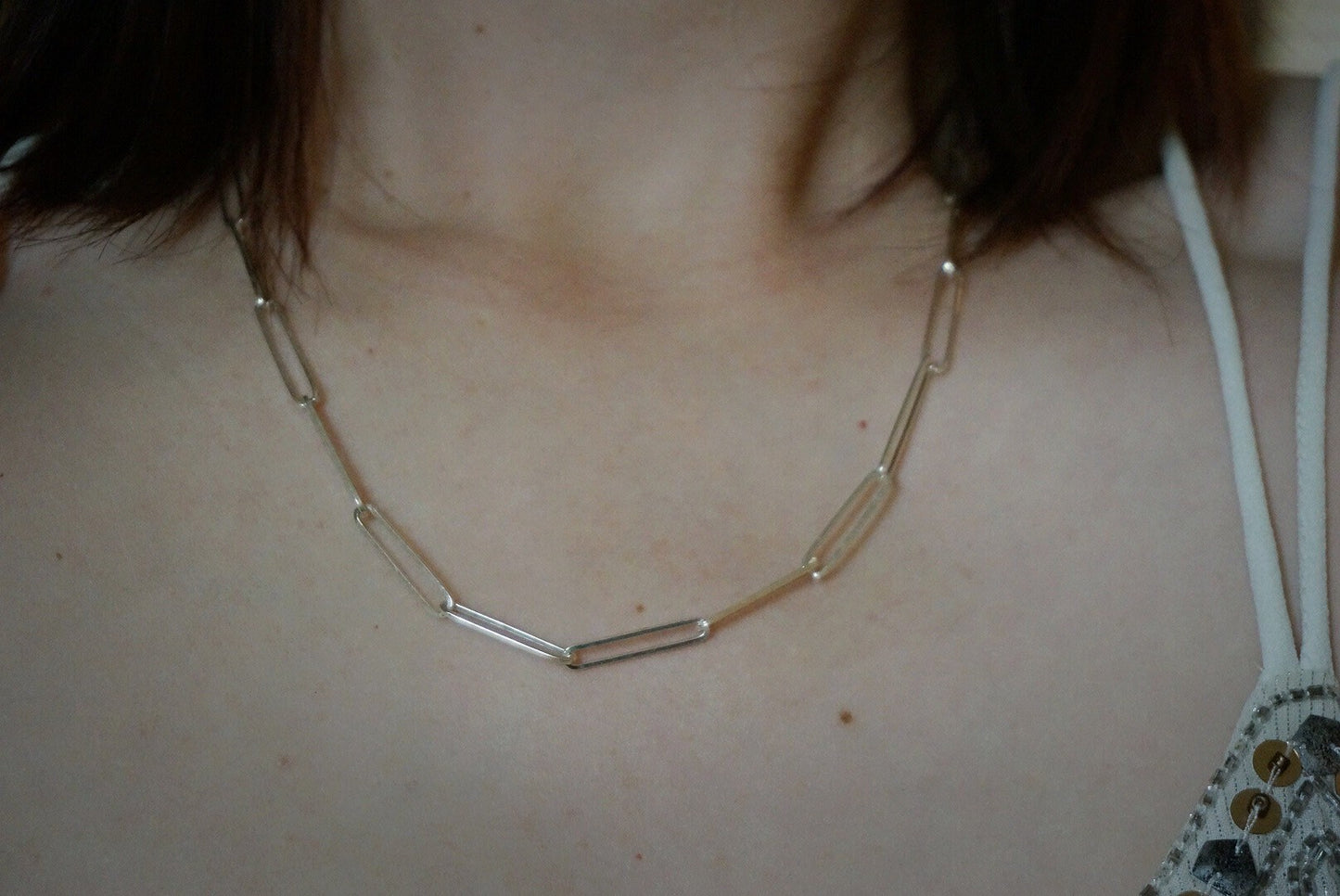 Sterling silver Link chains Necklace/Thick Chain/Rectangle Link Necklace/16'' 18'' 20" necklace/Silver Paper Clip Necklace