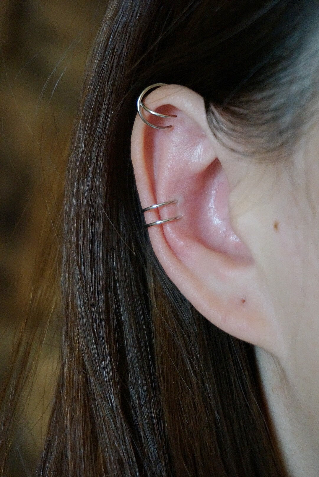 sterling silver double line Ear cuff/gold criss cross cuff/double wire ear cuff/tiny ear cuffs/ear wrap/silver ear clip