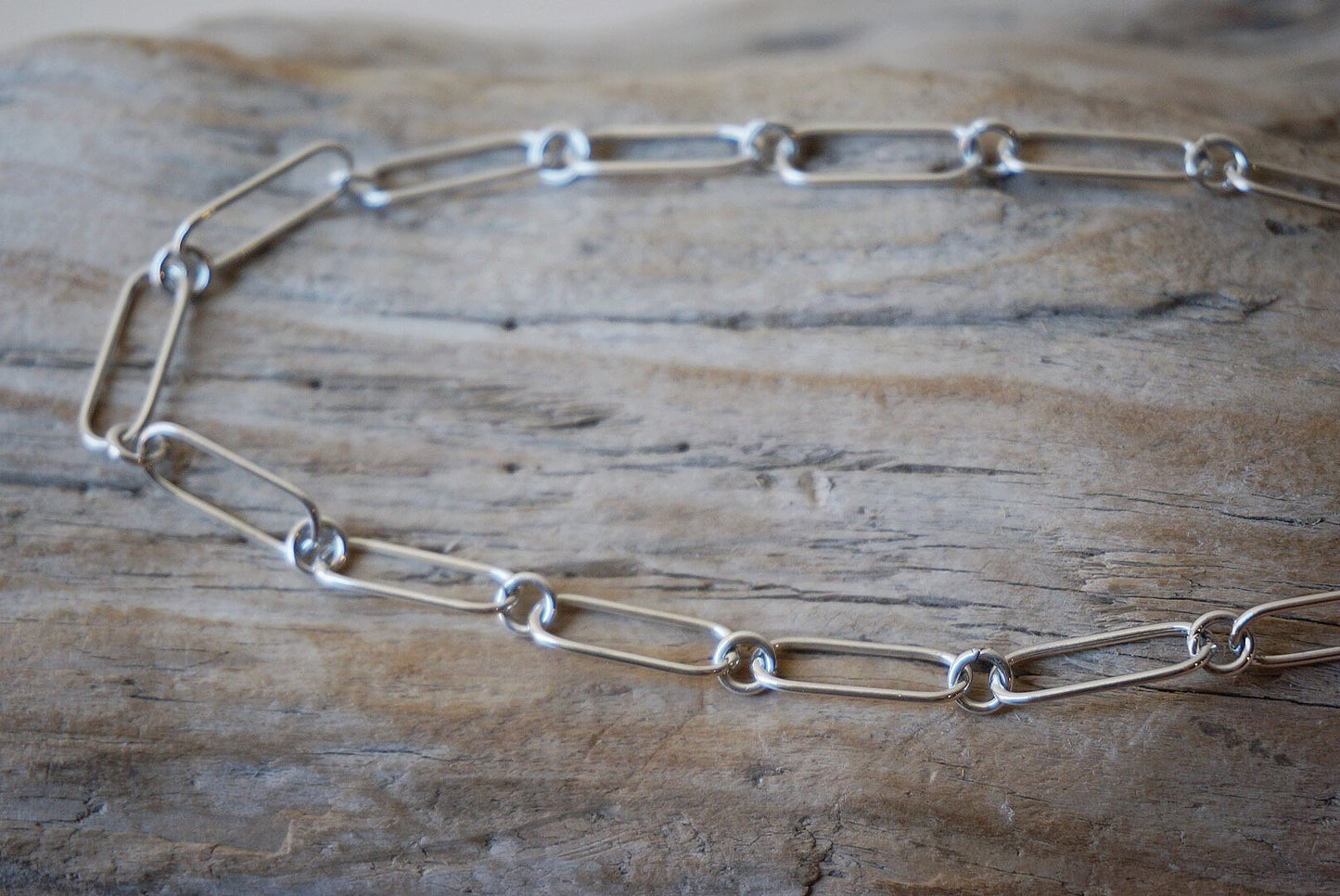 Sterling silver Link chains Necklace/Thick Chain/Rectangle Link Necklace/18'' necklace/Silver Paper Clip Necklace