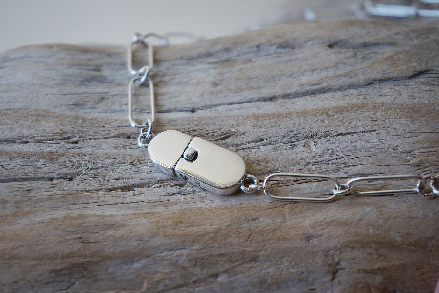 Sterling silver Link chains Necklace/Thick Chain/Rectangle Link Necklace/18'' necklace/Silver Paper Clip Necklace