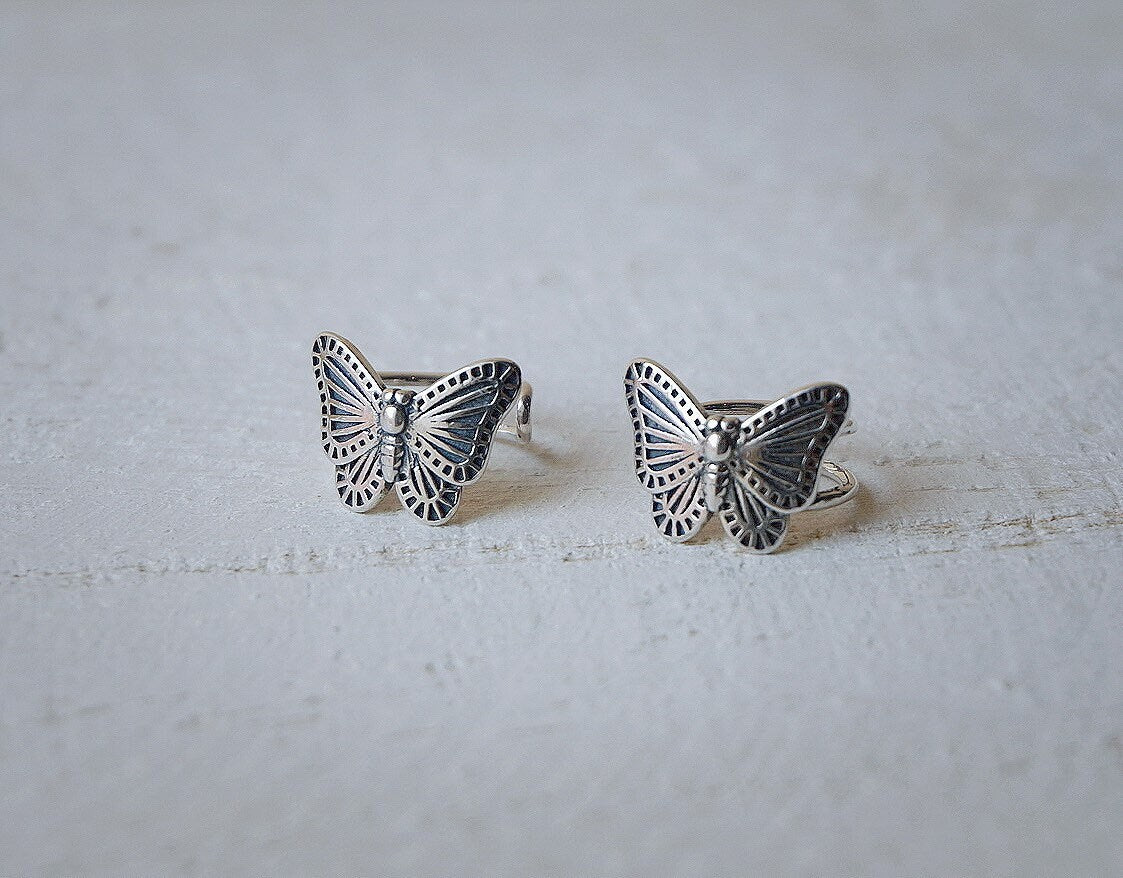 sterling silver Butterfly Ear cuff/ear cuffs earrings/butterfly ear wrap/silver ear clip