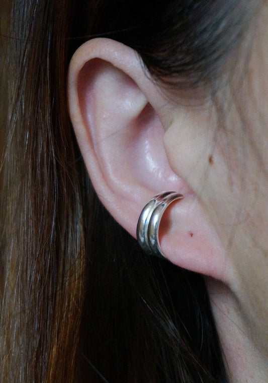 sterling silver thick Earlobe cuff/chunky ear cuffs/ear wrap/silver ear clip