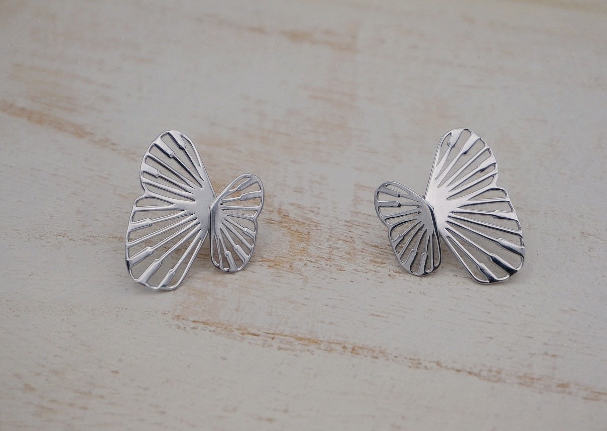 Sterling silver butterfly ear jacket/Butterfly earrings/front back earrings