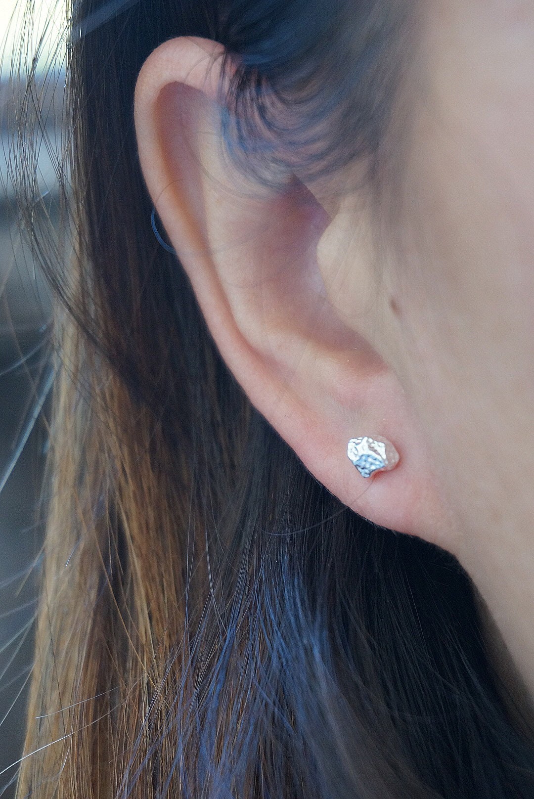Sterling silver irregular earrings/minimalist stud earrings