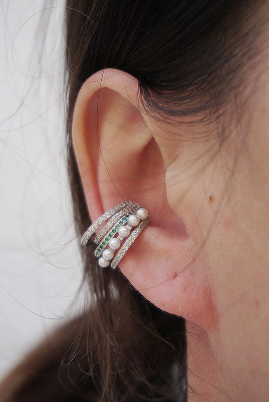 sterling silver thick Earlobe cuff/chunky ear cuffs/ear wrap/silver ear clip